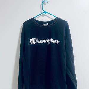 Champion Satin Stitch Logo Crewneck Sweatshirt Men's Large Black